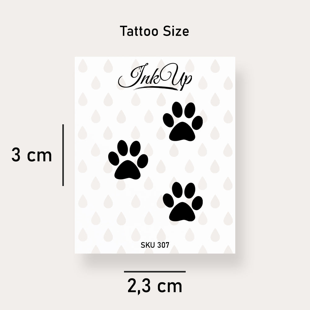Hunde Pfote Tattoo Trio