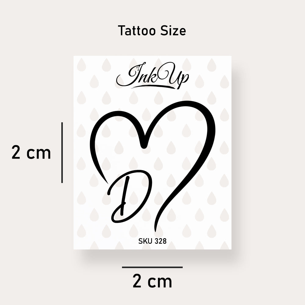 D Buchstaben Herz Tattoo