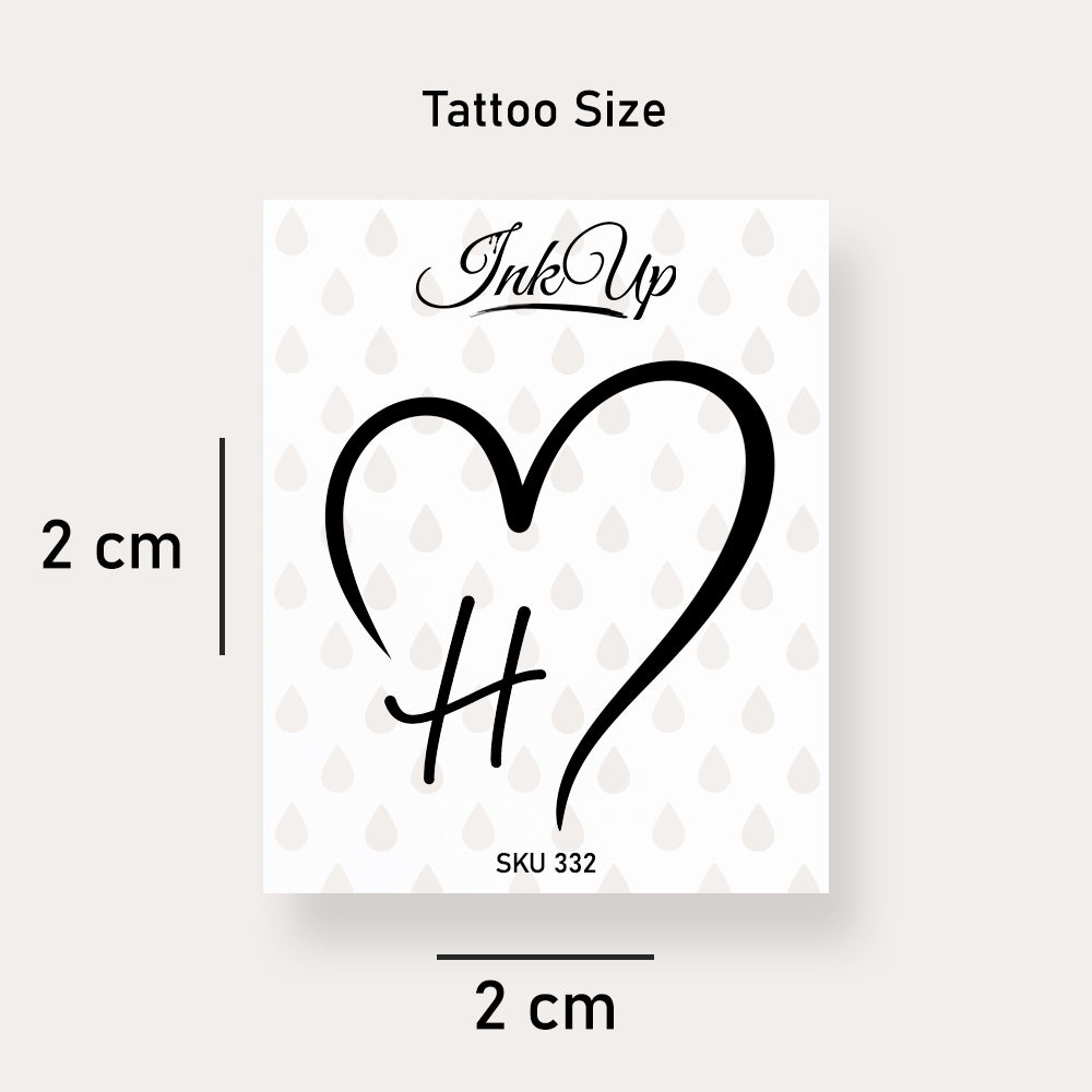 H letter heart tattoo