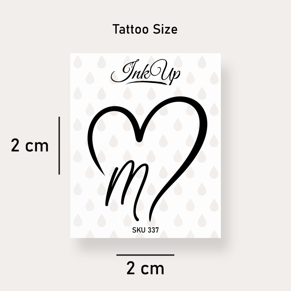 M letter heart tattoo