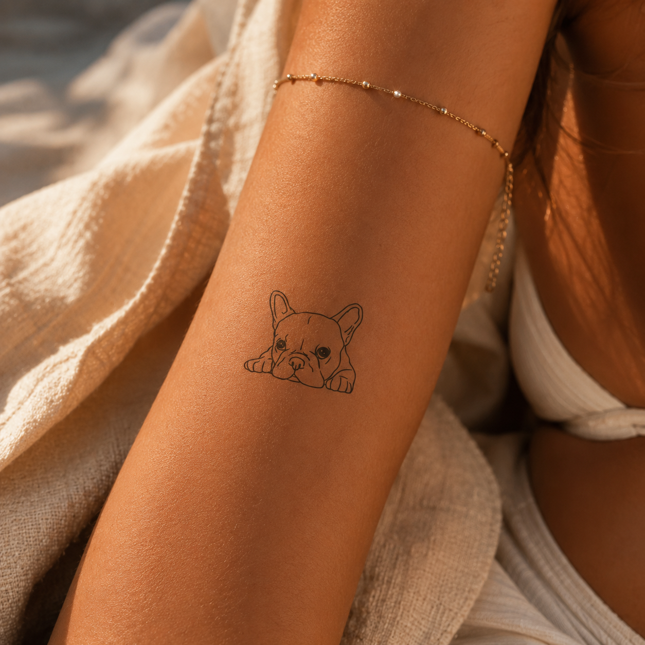Liegende Bulldogge Tattoo