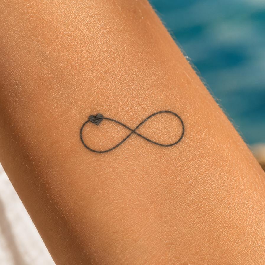 Unendlichkeitszeichen mit Herz Tattoo