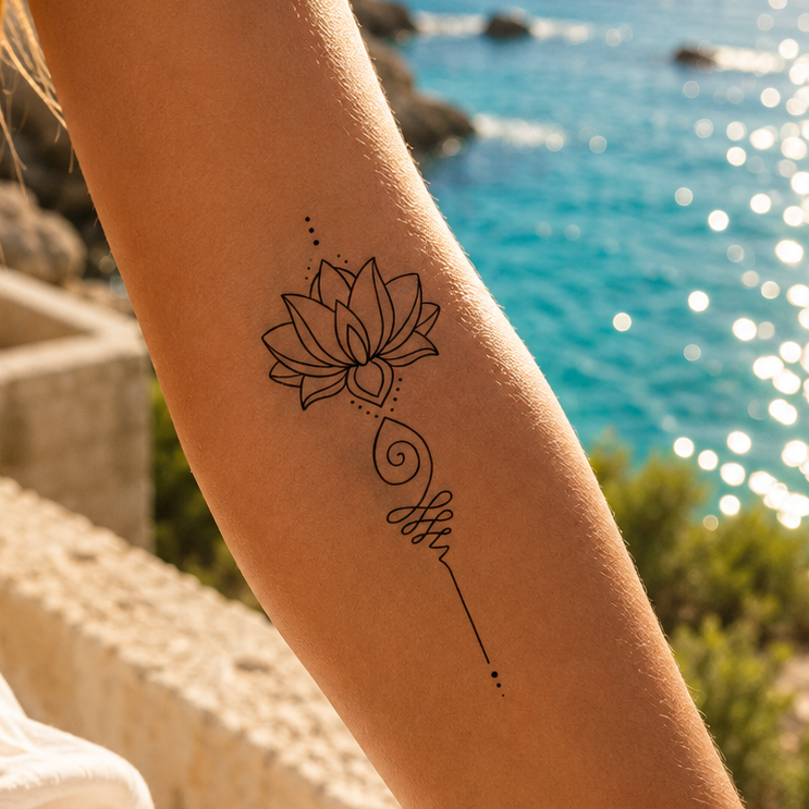 Lotus mit Ornamenten Tattoo