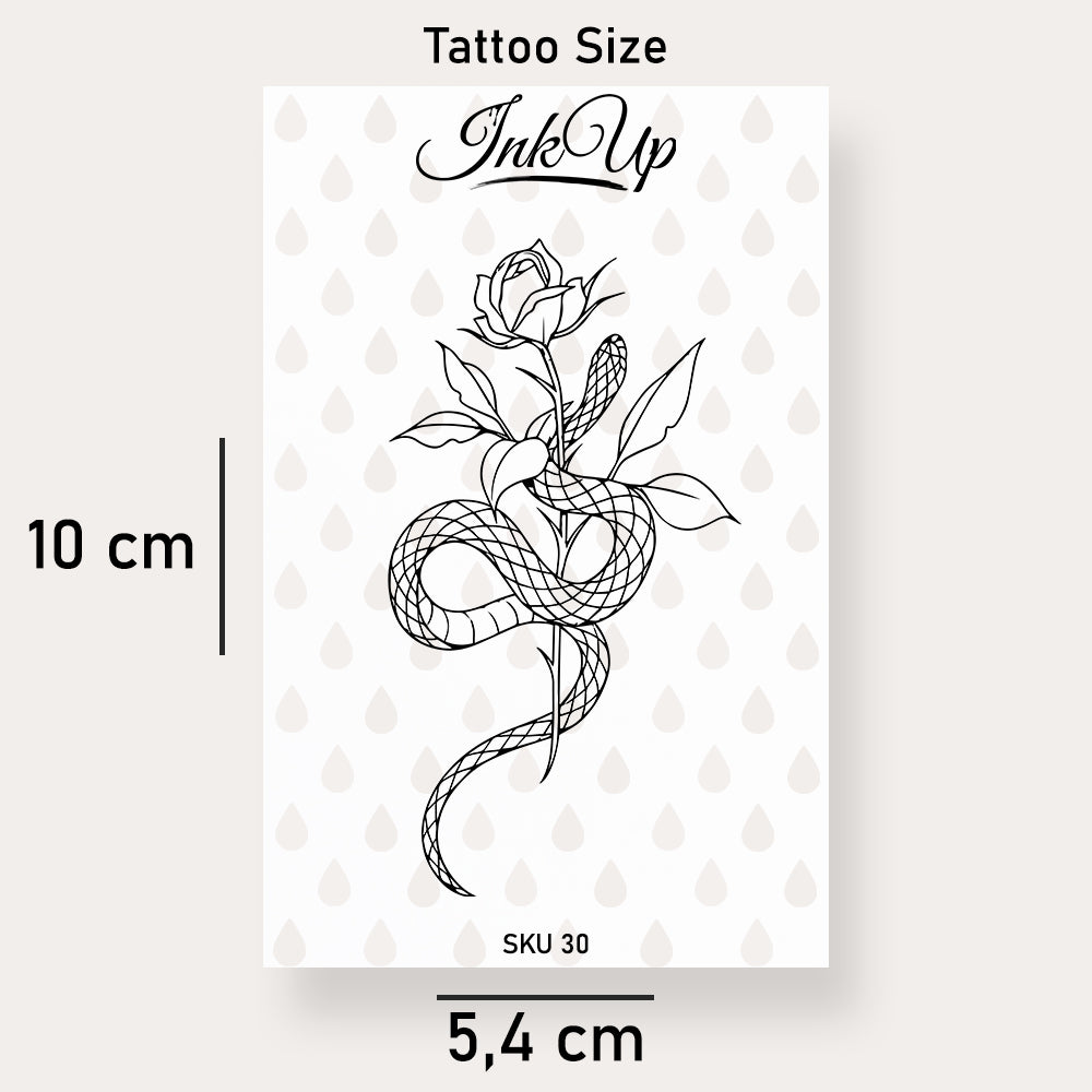Schlange mit Rose Tattoo