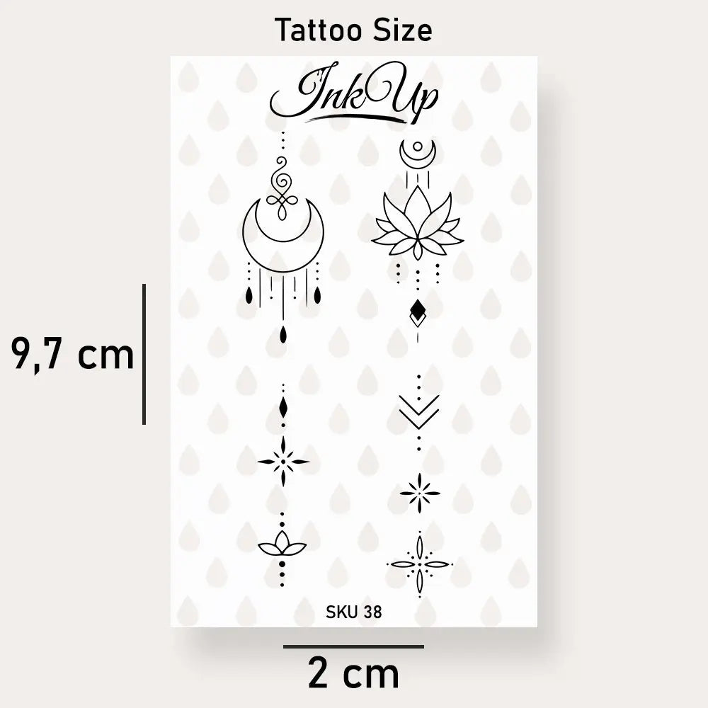 Mond & Lotusblume Ornament Tattoo Set Ink Up