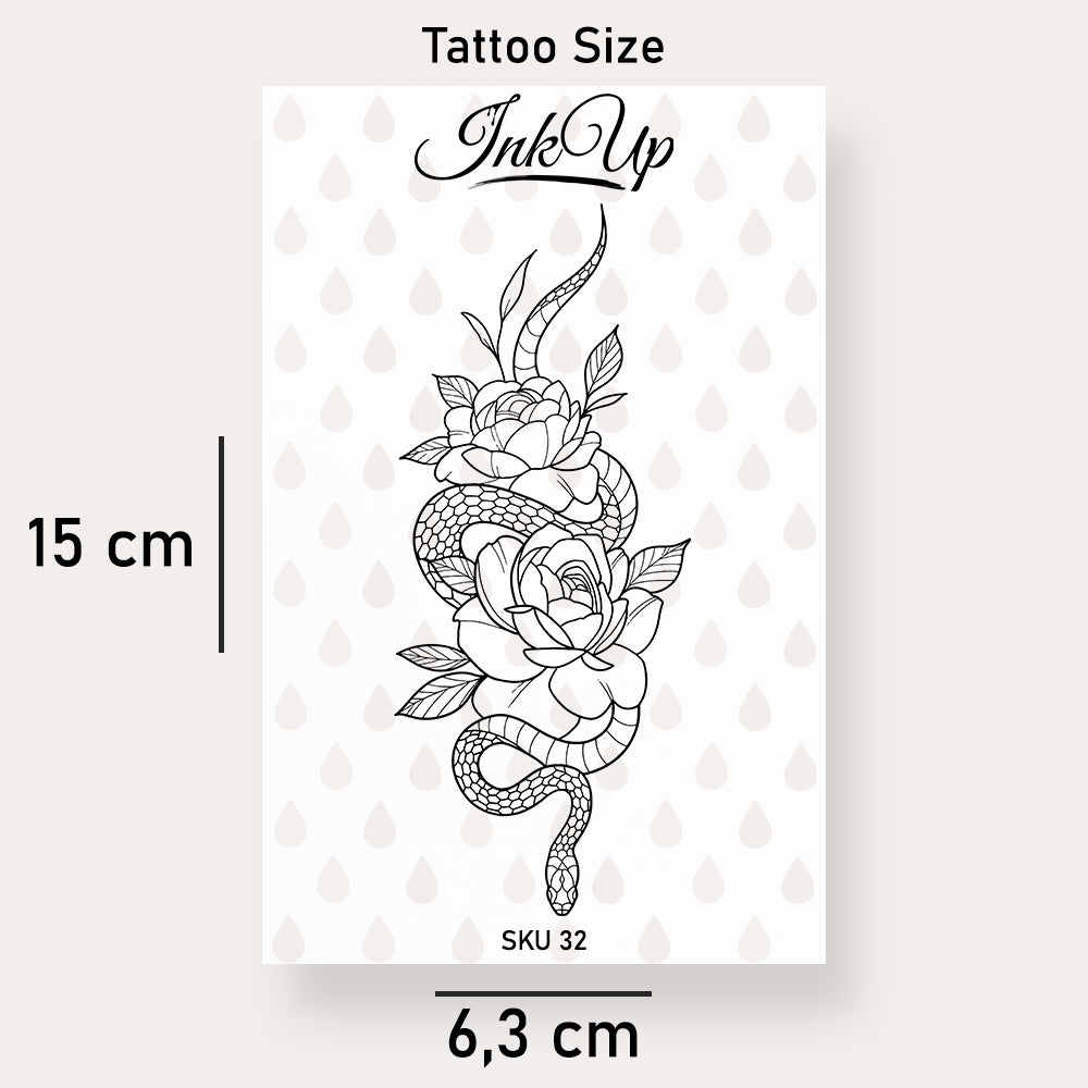 Schlange mit Rosen Tattoo